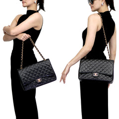 Maxi Double Flap Caviar GHW S15