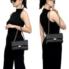 Medium Double Flap Caviar GHW S30