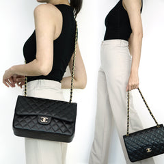 Jumbo Double Flap Caviar GHW S31