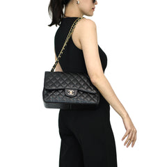 Jumbo Double Flap Caviar GHW S18