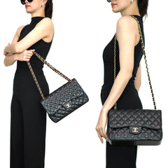 Jumbo Double Flap Caviar GHW S18