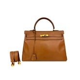 Kelly 35 Gold on Gold Swift Leather Stamp B Square