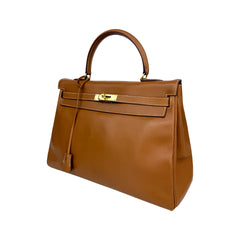 Kelly 35 Gold on Gold Swift Leather Stamp B Square