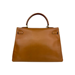 Kelly 35 Gold on Gold Swift Leather Stamp B Square