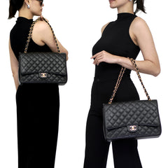 Maxi Double Flap Caviar GHW S15