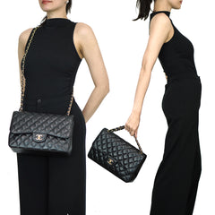 Jumbo Double Flap Caviar GHW S18